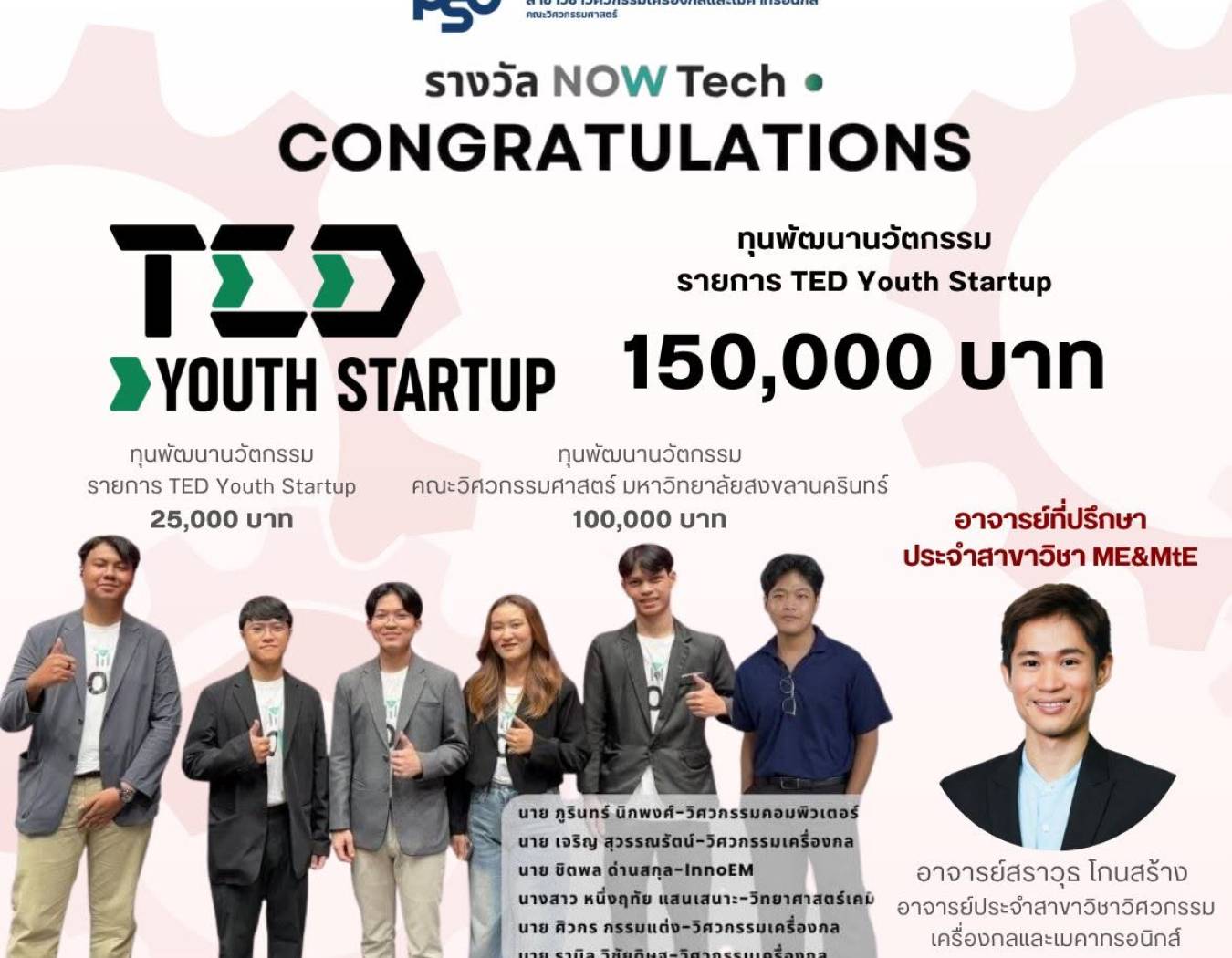 ขอแสดงความยินดีกับคณาจารย์และทีมนักศึกษาที่ได้ร่วมกันพัฒนาผลงานนวัตกรรมจนได้รับการยอมรับในระดับประเทศ